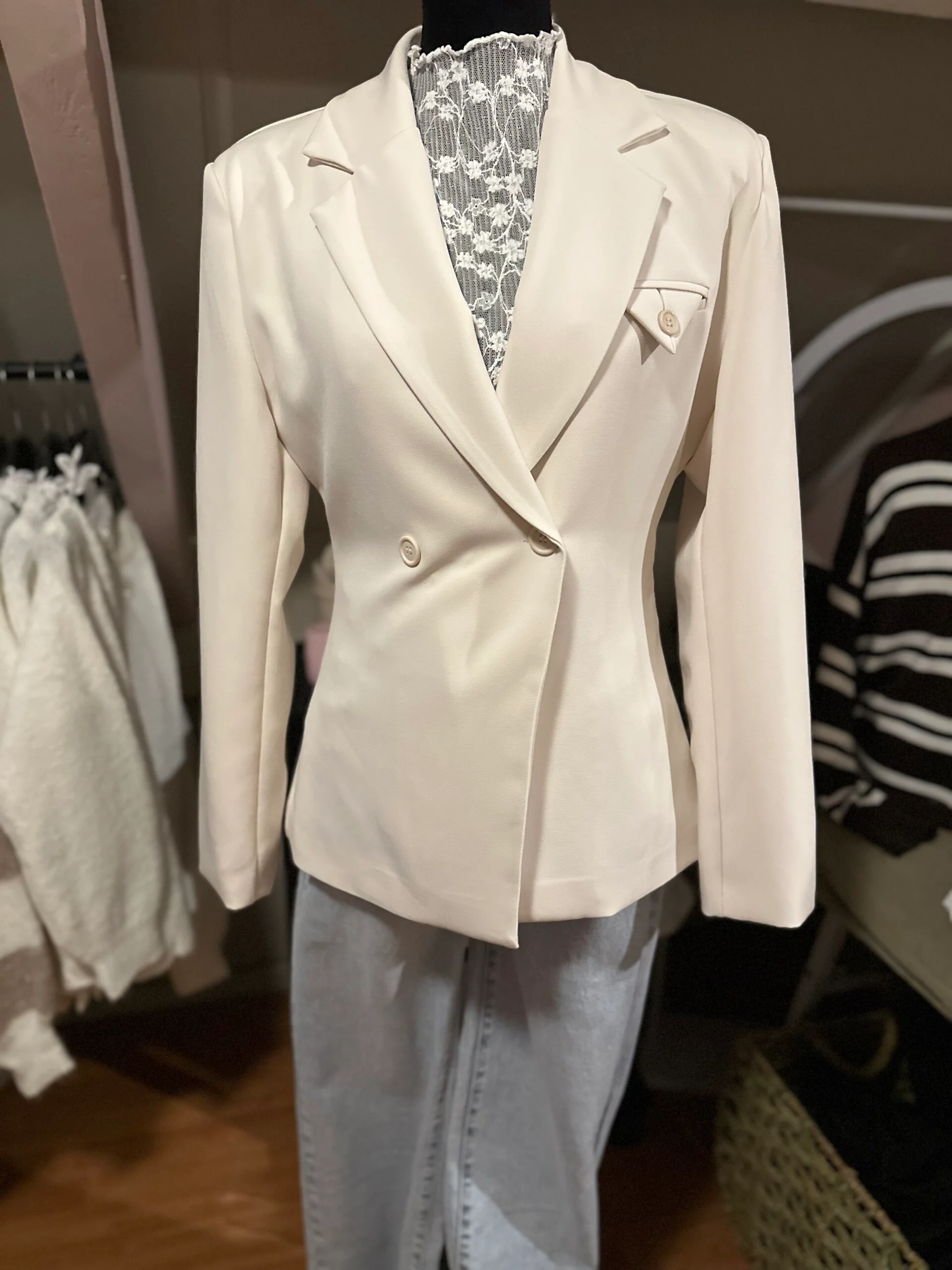 Blazer Crème – Stretch & Getailleerd Model