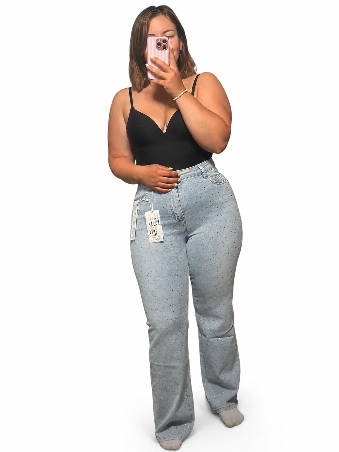 Glitter Wide Leg Jeans Light Blue