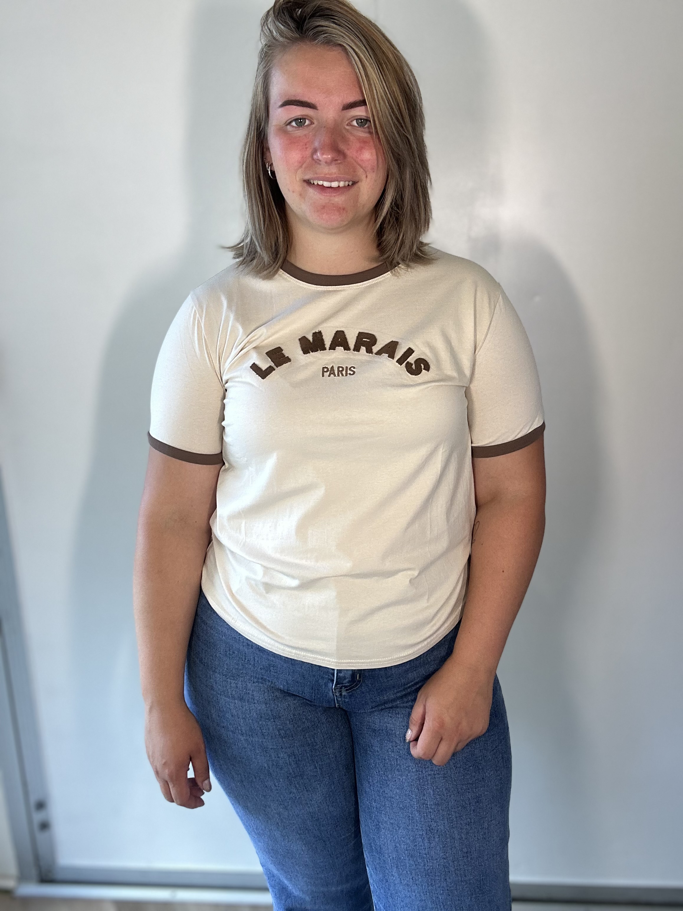 Le Marais Paris T-shirt – crème/bruin