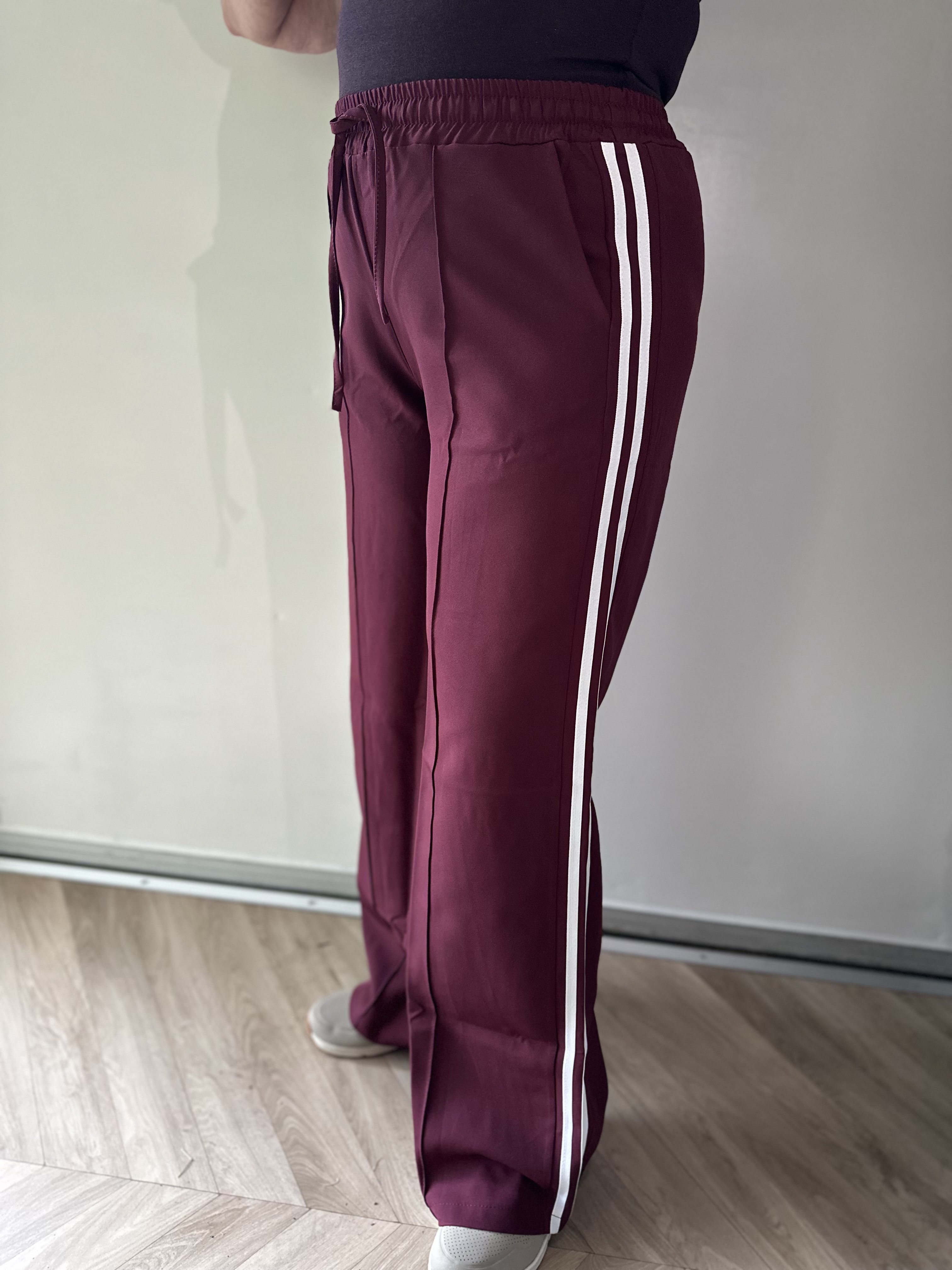 Bordeaux Wide Leg Broek met Strepen
